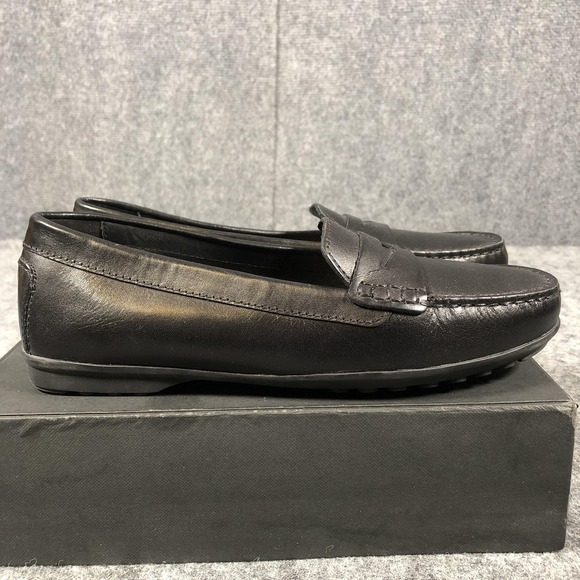 Geox Shoes Women's Size 7 Black Leather Loafers Respira D642TA Made In Italy - Picture 8 of 16